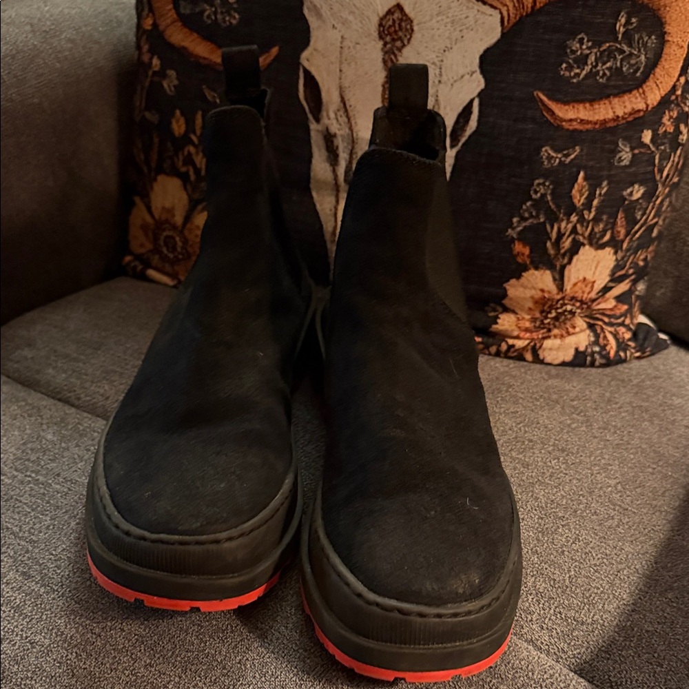 Camper Black Ankle Boots with Red Soles